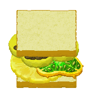 Burger A basic hamburger with ketchup and meat.